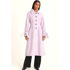 NEW! Rebecca Taylor Wool Blend Melton Long Coat Lilac Purple SZ 2